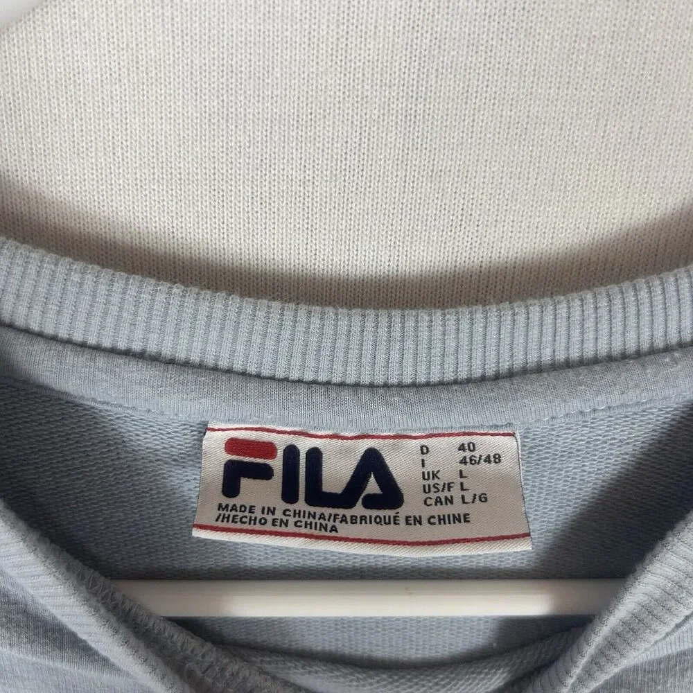 FILA Mens Classic Sweatshirt Size Large Blue Long Sleeve Pullover Pockets Casual